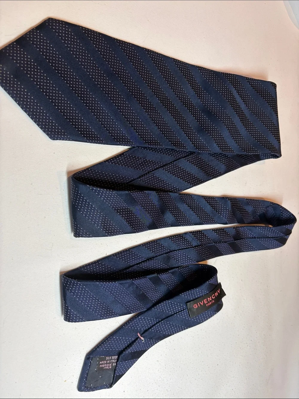 Givenchy Silk Navy Stripe and Dotted Tie